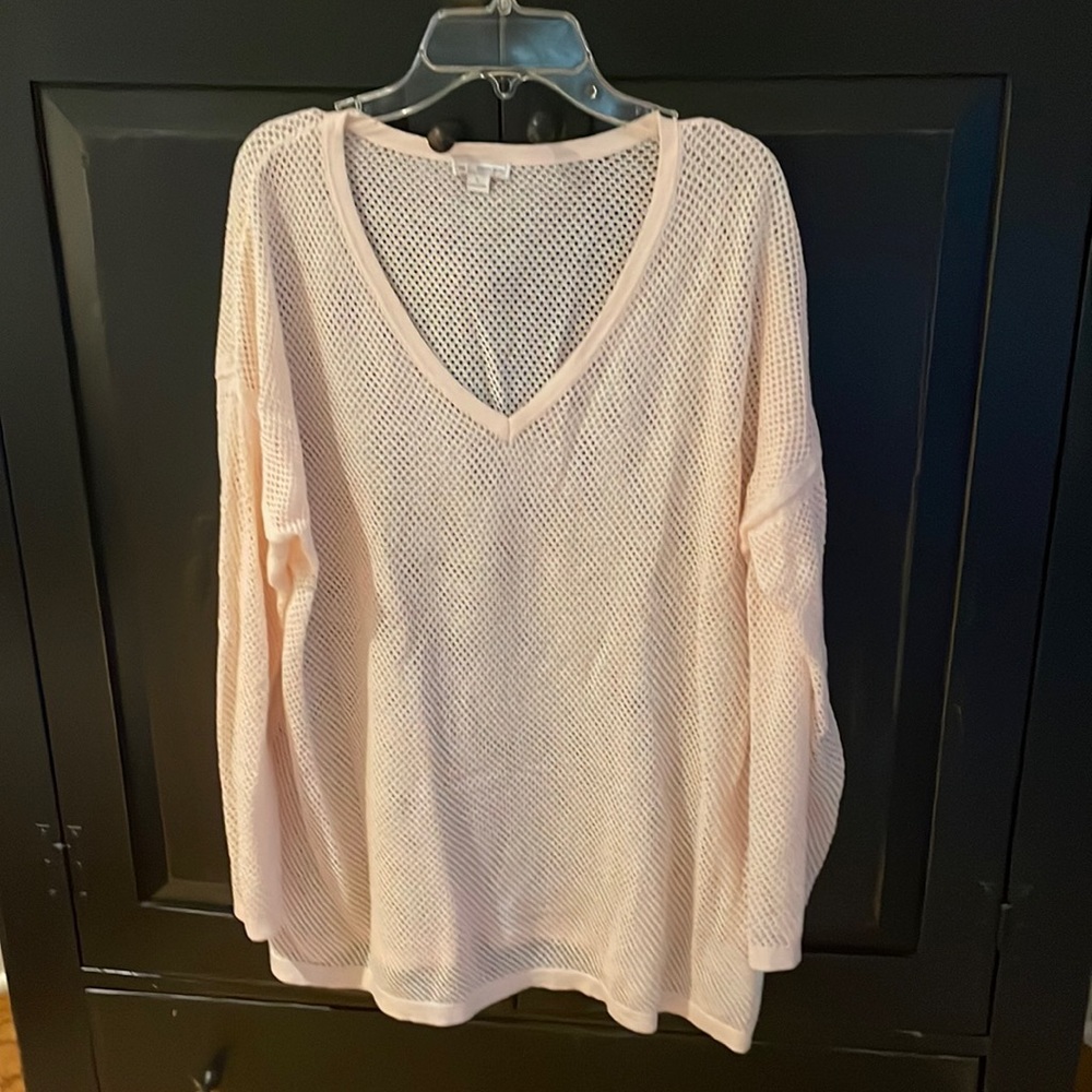 Lush pearl pink mesh sweater. 100% cotton